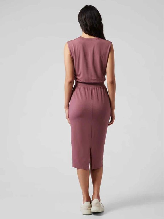 ATHLETA SANTORINI CINCH DRESS IN TAWNY ROSE SIZE: L