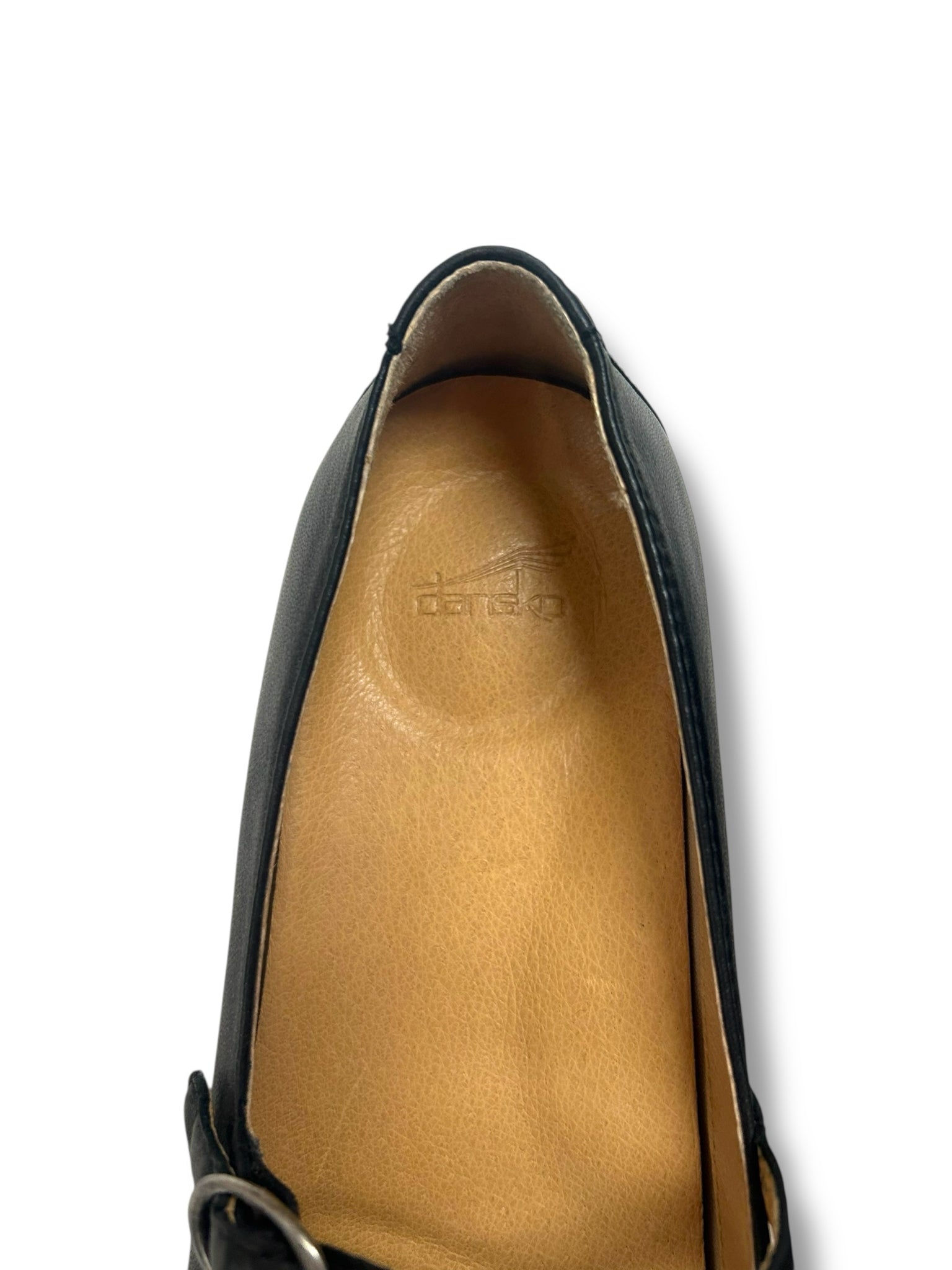 DANSKO LEEZA WITH BOX NAPPA BALLERINA BLACK LEATHER FLATS SIZE 38 US 8