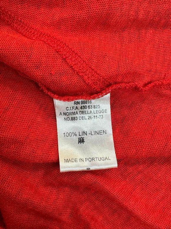 COTELAC SLEVELESS LINEN RED TANK TOP SIZE XS