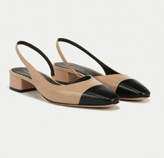 NIB VERONICA BEARD CECILE LEATHER CAP TOE SLING FLAT SIZE: 10.5