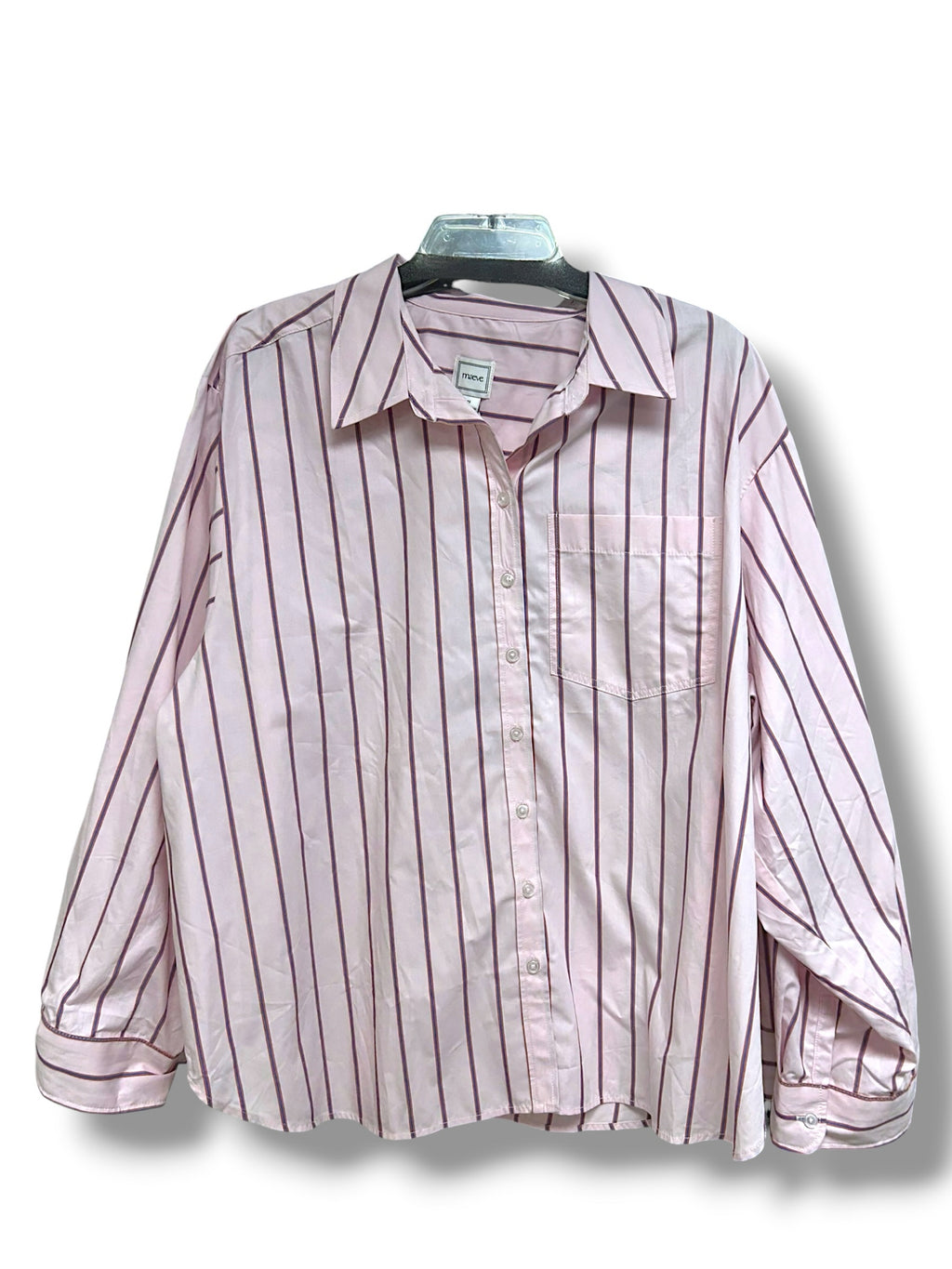 NWT ANTHROPOLOGIE MAEVE PINK STRIPED OVERSIZED BUTTON DOWN TOP SIZE 2X
