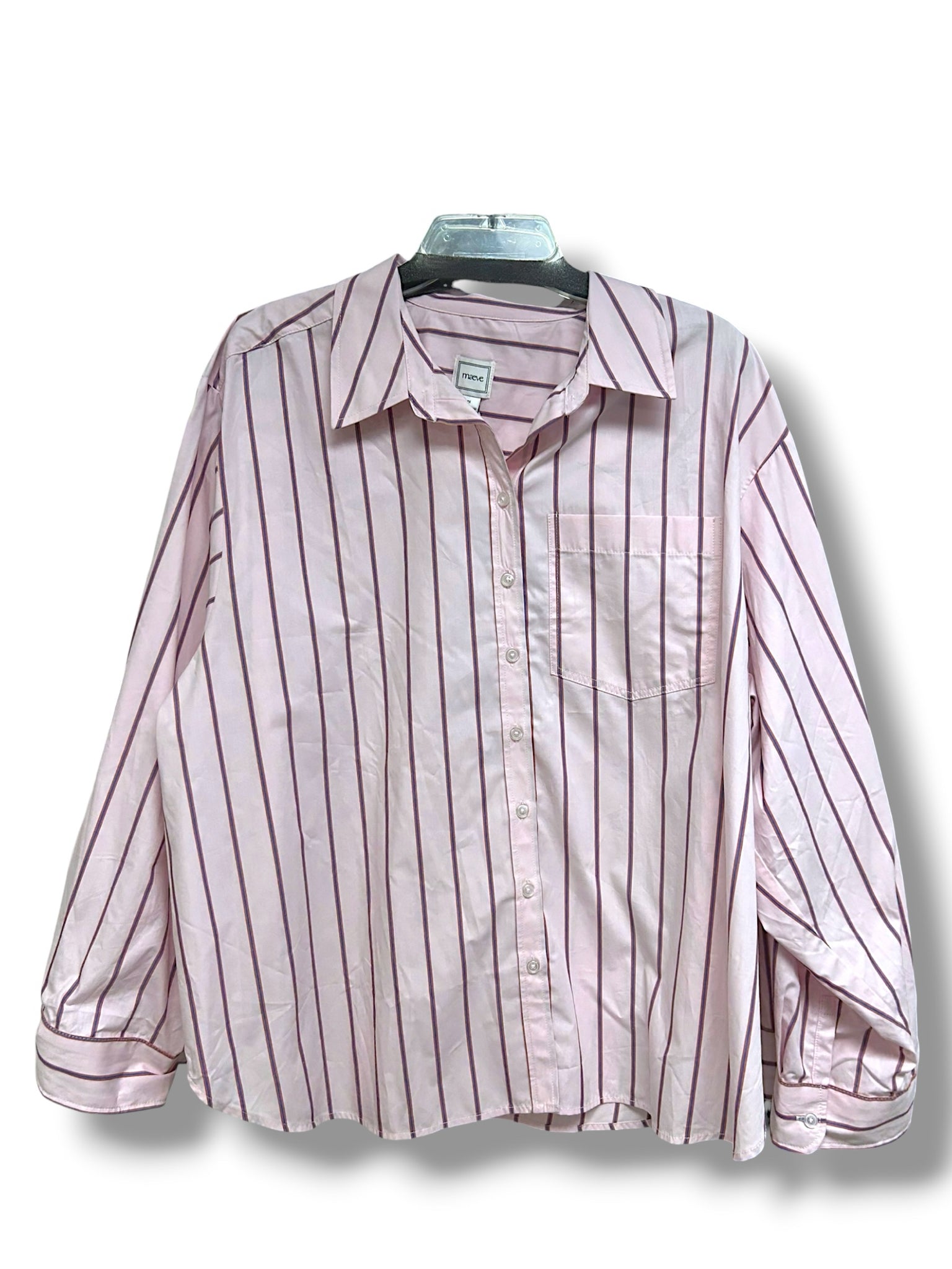 NWT ANTHROPOLOGIE MAEVE PINK STRIPED OVERSIZED BUTTON DOWN TOP SIZE 2X