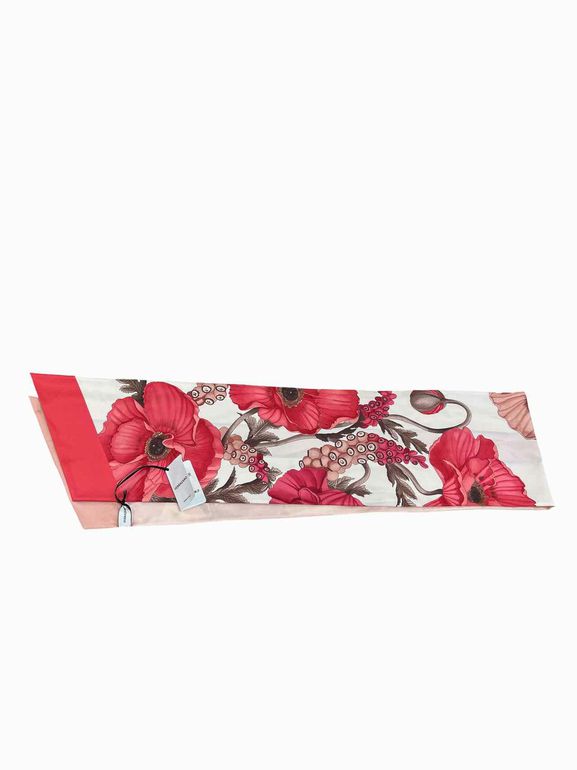 FERRAGAMO NWT BANDEAU POPPIES 100% SILK SCARF