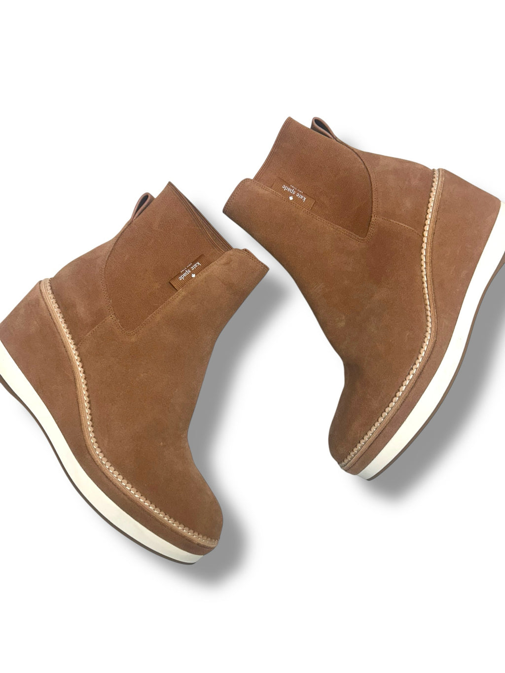 KATE SPADE ADDISON WEDGE TAN SUEDE PLATFORM BOOTIES SIZE 11