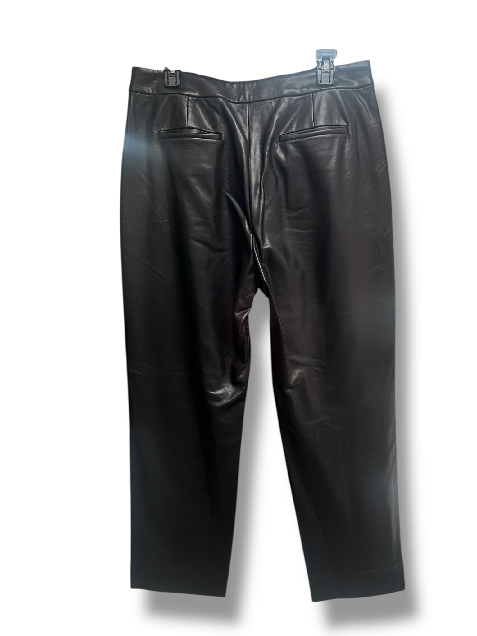 JCREW KATE FAUX LEATHER STRAIGHT LEG BLACK PANTS SIZE 12
