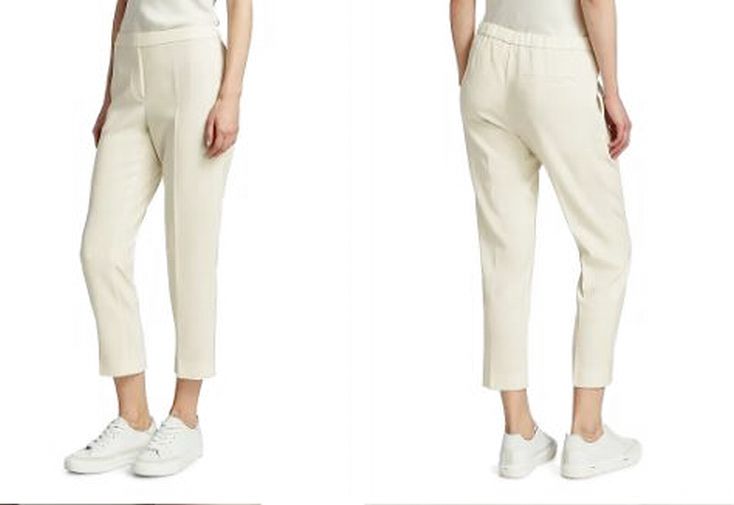 THEORY TREECA ADMIRAL CREPE CROP PANT IN RICE SIZE 8
