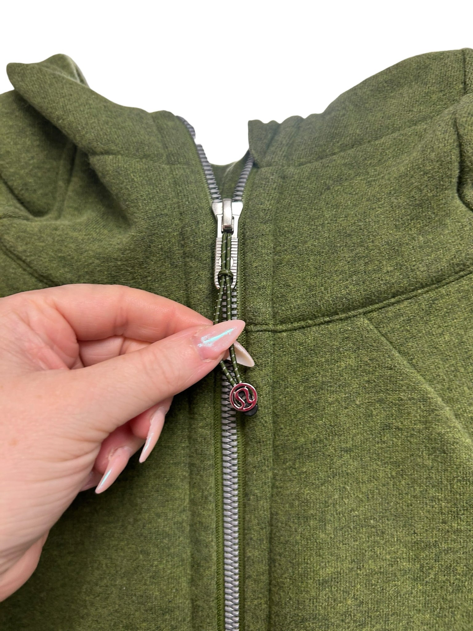 LULULEMON SCUBA FULL ZIP HOODIE HEATHERED BRAVE OLIVE GREEN SIZE 14