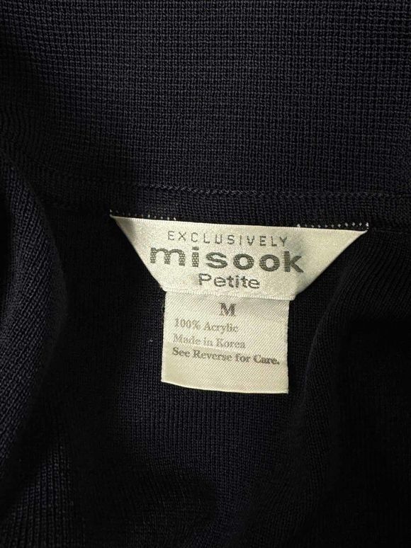 MISOOK NOTCHED LAPEL KNIT NAVY/WHITE JACKET GOLD BUTTONS SIZE MP