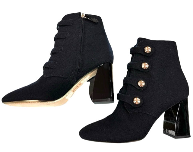 TORY BURCH MARISA FELTED WOOL STRAPPY LOGO BUTTON BOOTIES SIZE 10