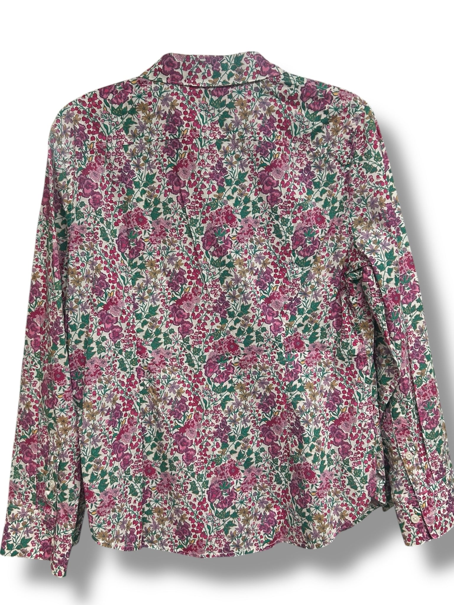 J CREW SLIM FIT SHIRT IN LIBERTY LONDON  EDNA FLORAL PINK FABRIC SIZE 12