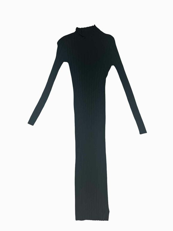 THEORY RIBBED MOCK NECK MAXI DRESS SIZE: S