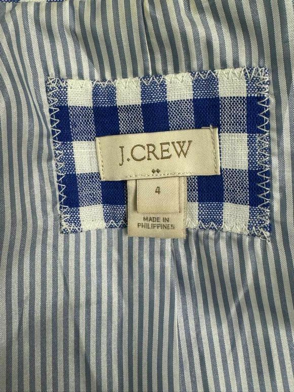 JCREW LINEN GINGHAM SCHOOLBOY BLUE/WHITE BLAZER SIZE 4