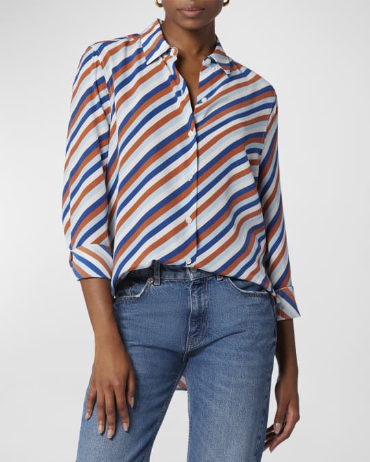 EQUIPMENT100% SILK DIAGONAL STRIPED BLOUSE MULTI COLOR SIZE LARGE