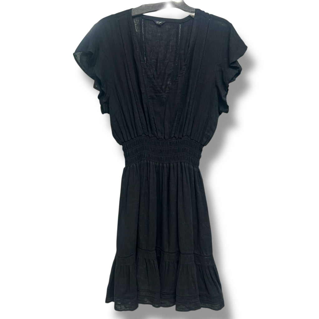 RAILS TARA FLUTTER SLEEVE LINEN BLEND BLACK MINI DRESS SIZE XL