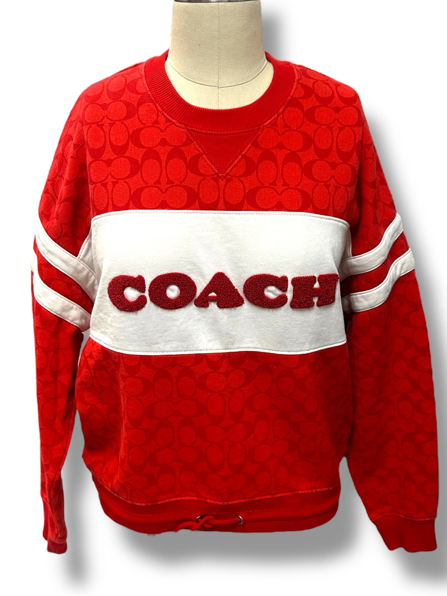 COACH SIGNATURE SPORTY SWEATSHIRT RED LOGO SIZE XS