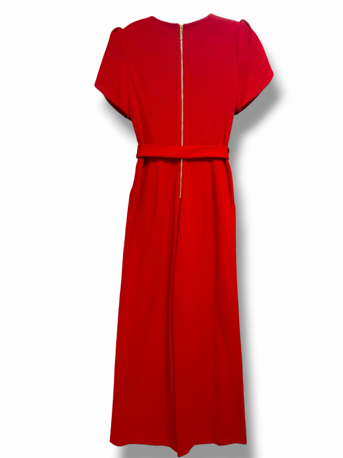 NEW WITH TAGS CALVIN KLEIN RED BELTED FLUTTER SLEEVE JUMPSUIT SIZE 4
