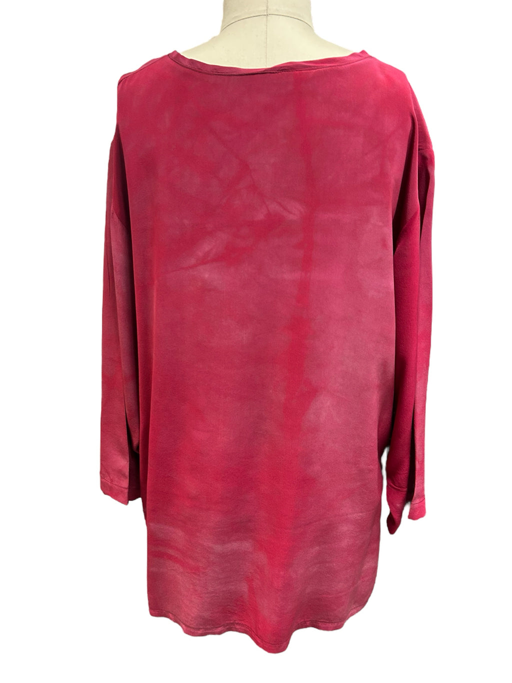 HULDA BRIDGEMAN ART TO WEAR SILK 3/4 SLEEVE TOP RED SIZE LARGE