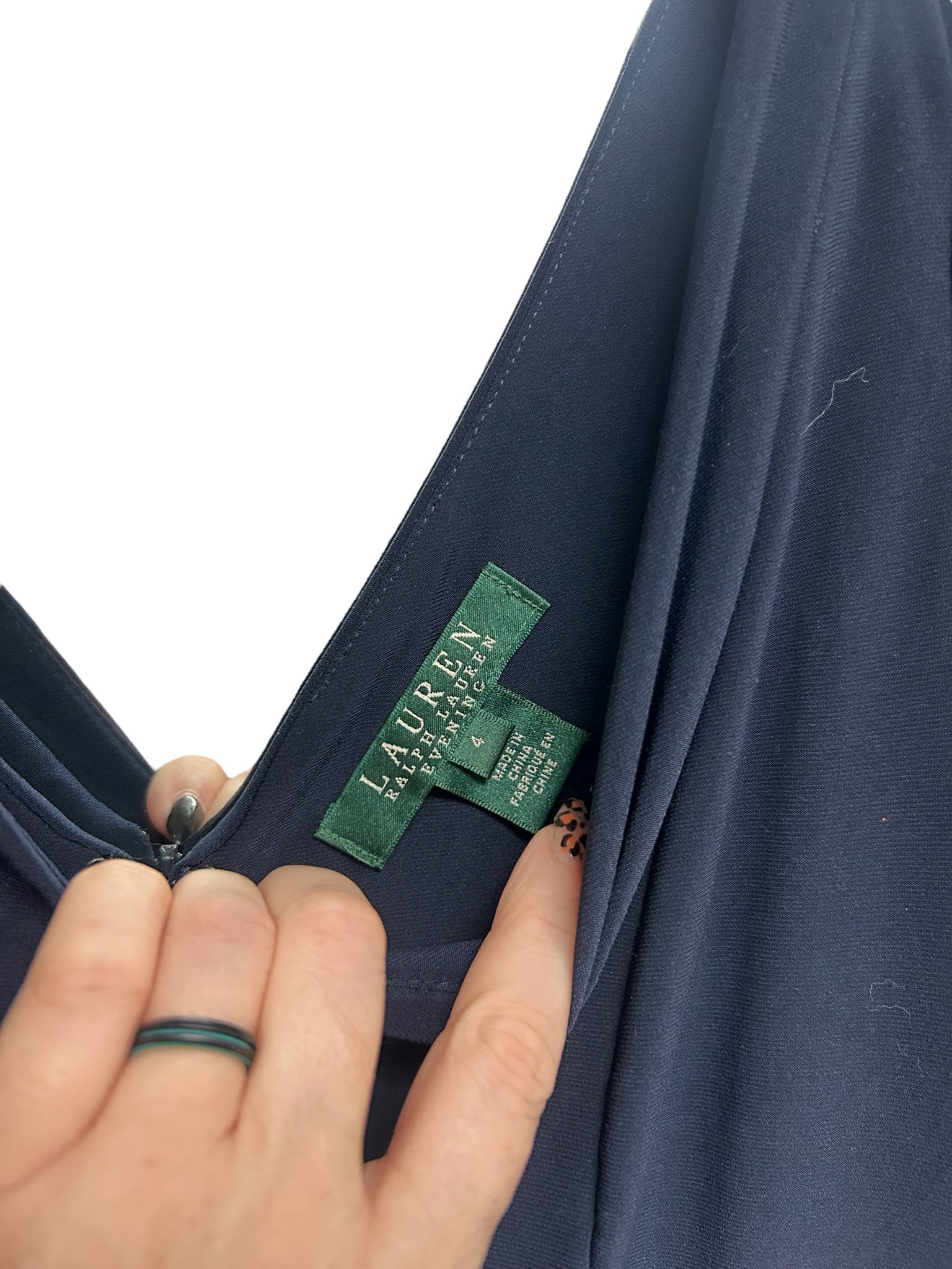 LAUREN RALPH LAUREN LONG SLEEVE BEADED WAIST FORMAL DRESS SIZE 4