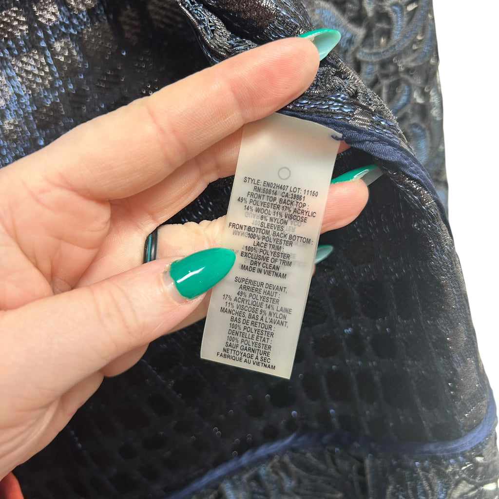 NWT ELLIE TAHARI JAYA CHAIN DETAIL METALLIC LACE TOPPER JACKET SIZE MEDIUM