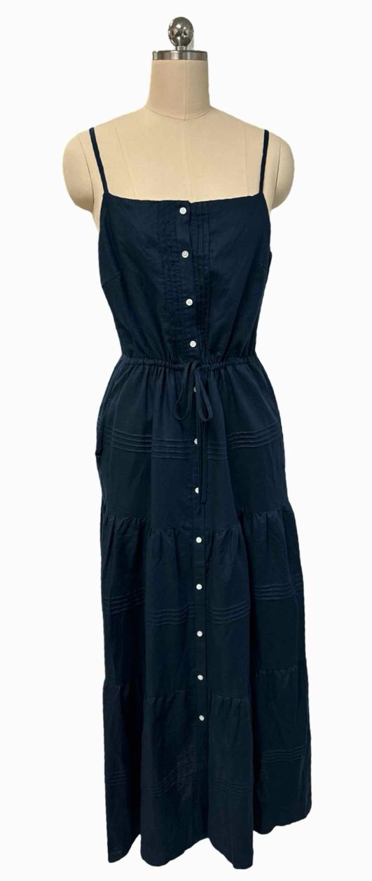 JMCLAUGHLIN NEW! RUTH SLEEVELESS LINEN NAVY MAXI DRESS SIZE S