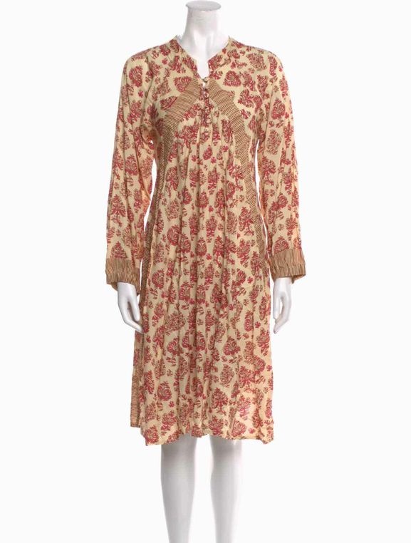 NATALIE MARTIN FIORE CYPRUS PINK BATICK PRINT WESTERN BOHO DRESS XS