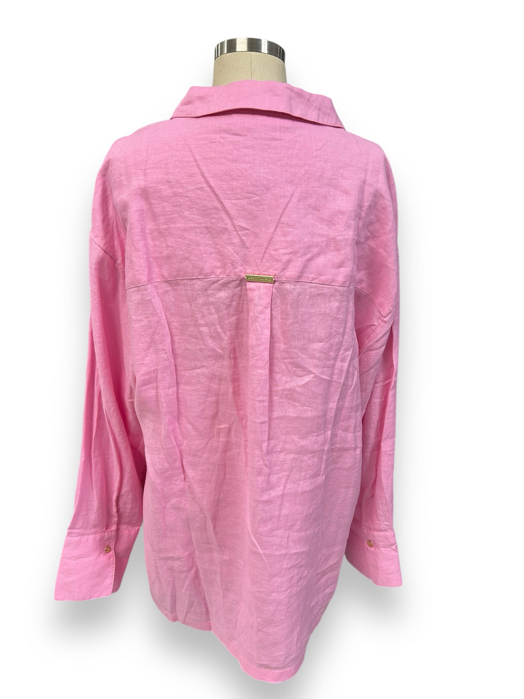 NEW! HEIDI KLEIN MARINA KAY PINK LINEN LONG SLEEVE BUTTON DOWN SIZE XL
