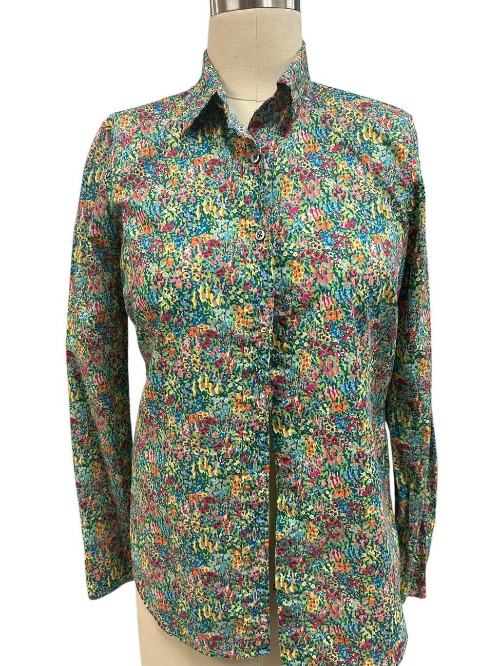 JCREW LIBERTY LONDON PRINT FLORAL MULTI SLIM FIT BUTTON DOWN SIZE 0