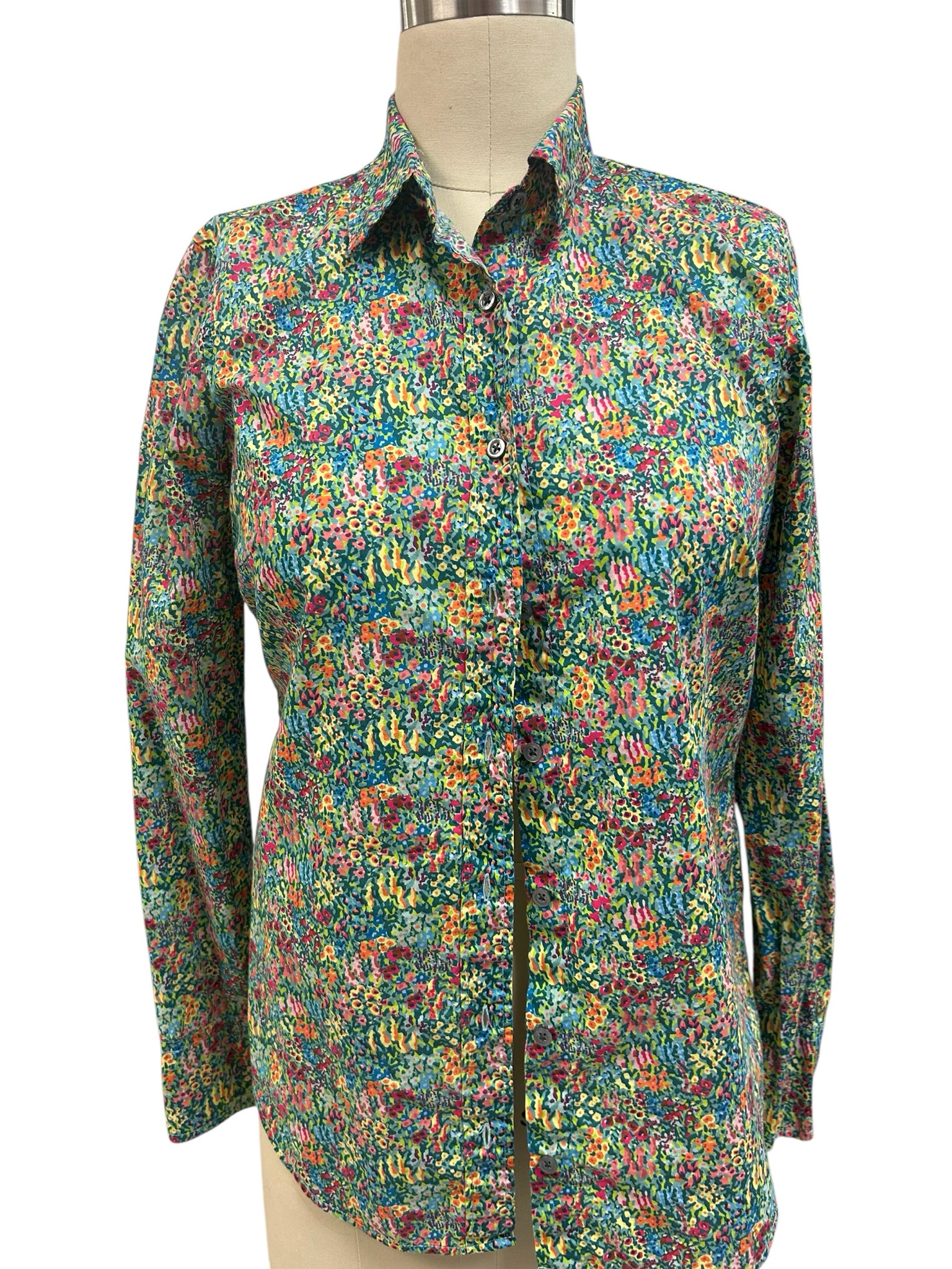 JCREW LIBERTY LONDON PRINT FLORAL MULTI SLIM FIT BUTTON DOWN SIZE 0