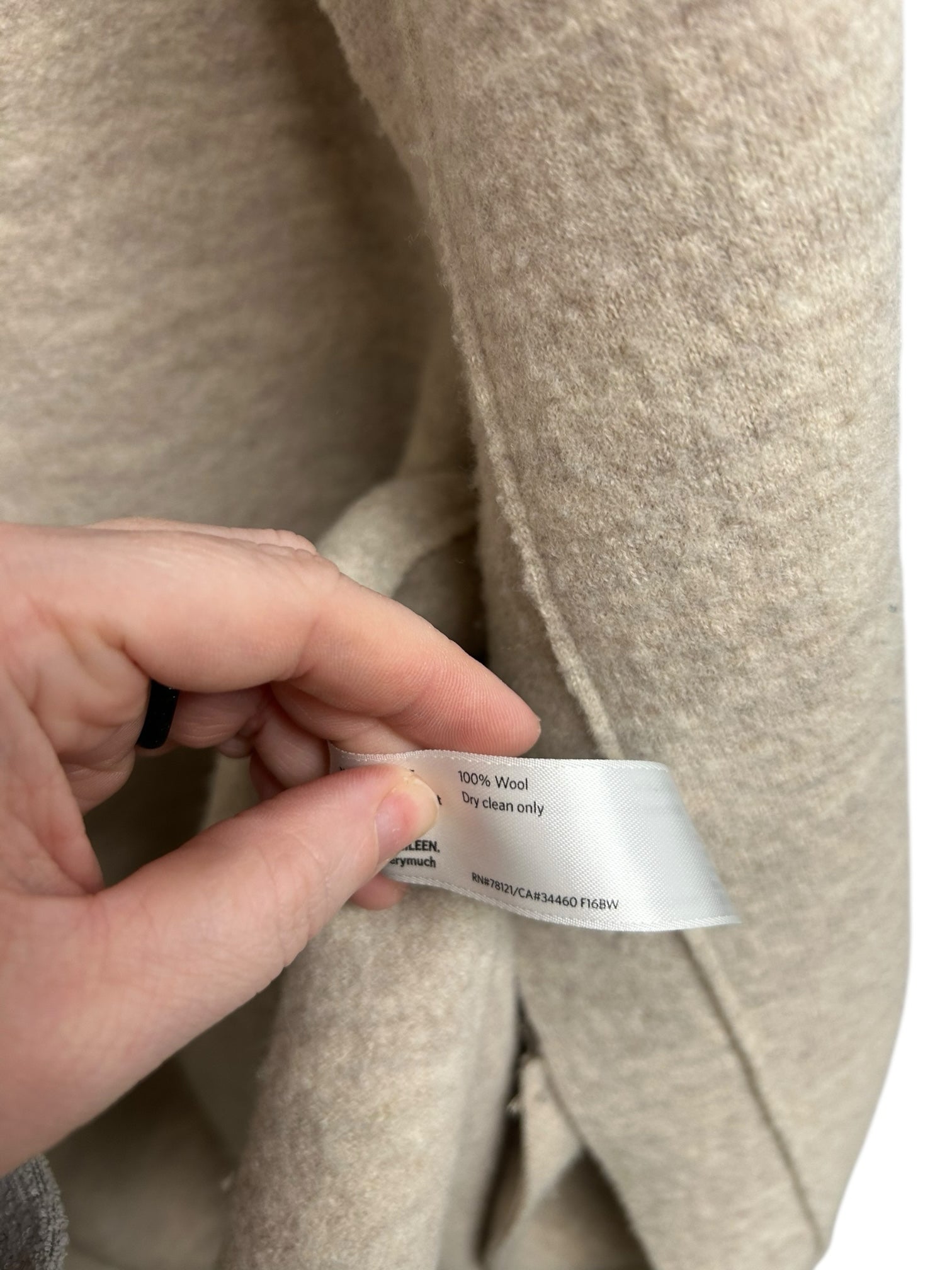 EILEEN FISHER BEIGE BOILED WOOL OPEN FRONT KNEE LENGTH CARDIGAN SIZE LARGE