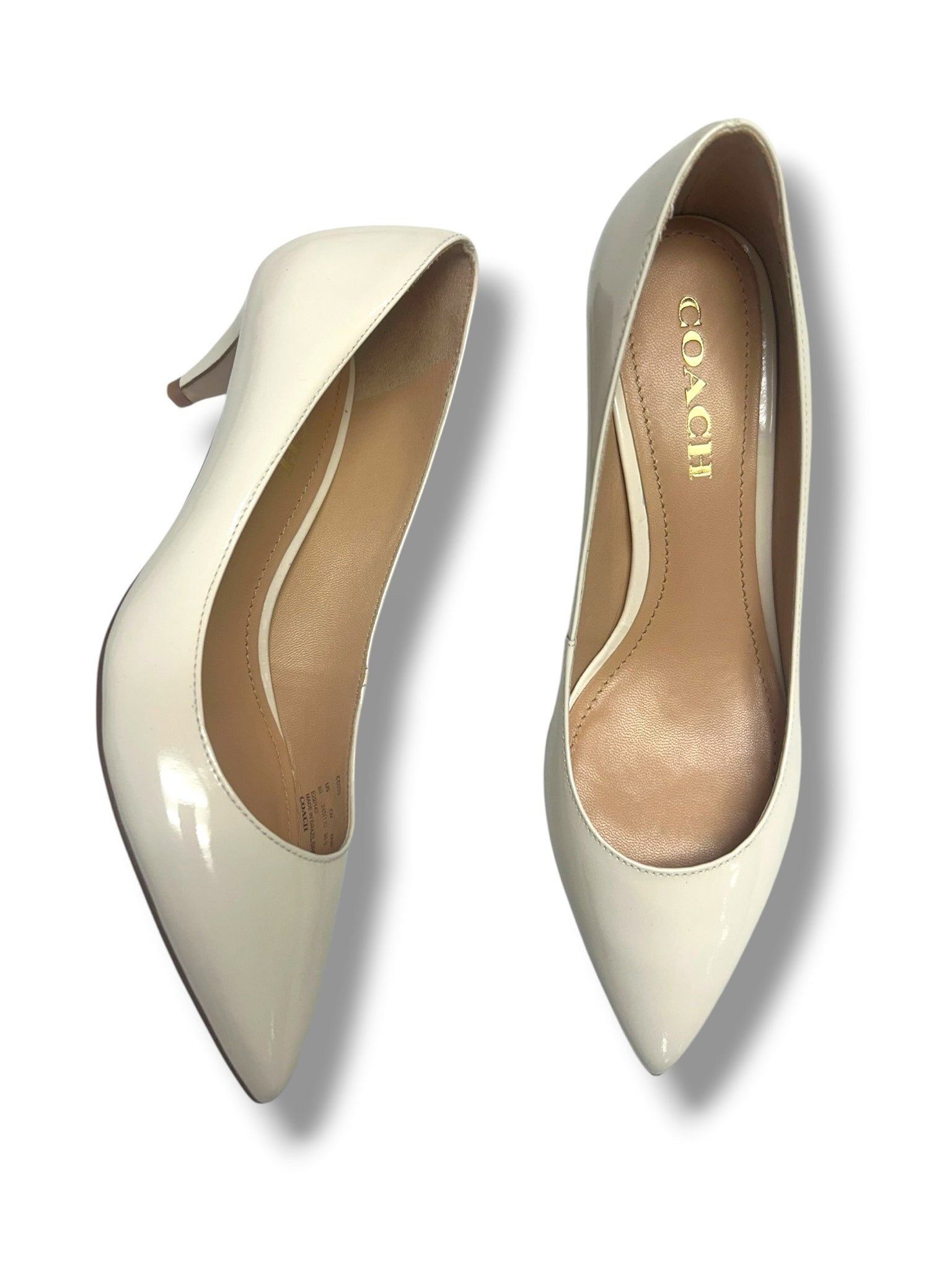 NIB COACH SLOANE PATENT LEATHER KITTEN HEEL CHALK WHITE SIZE 8
