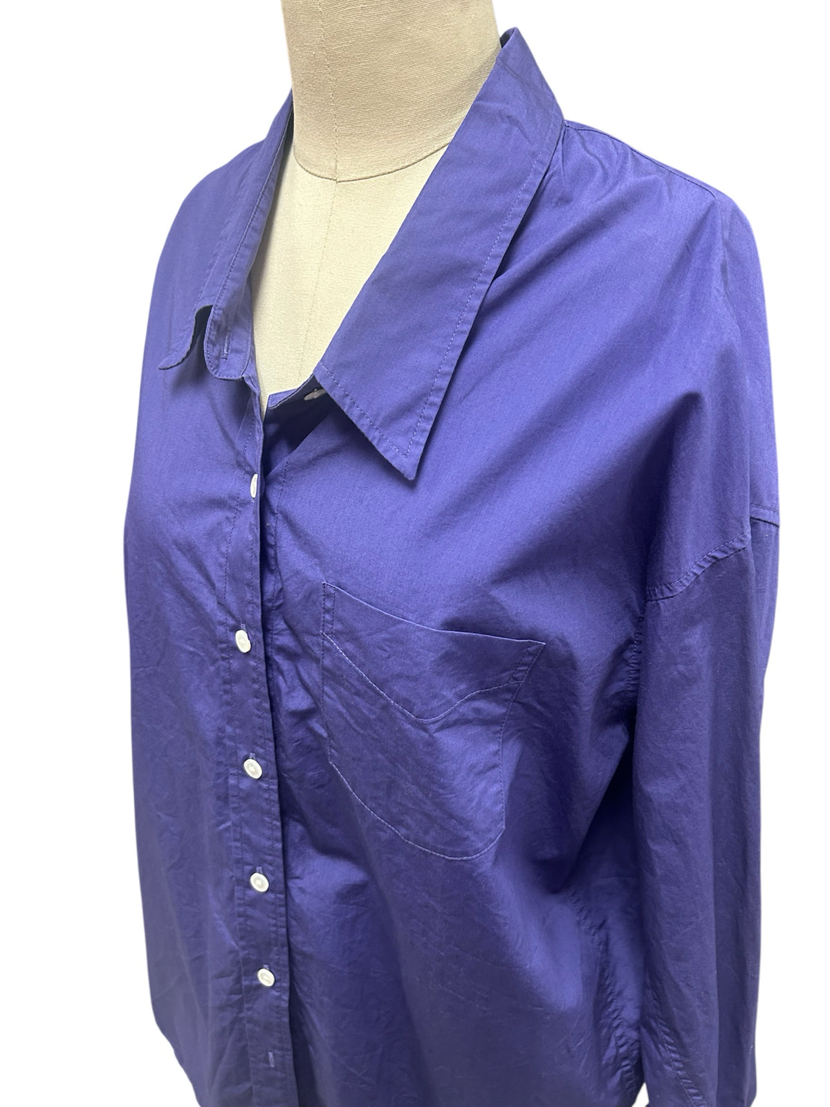 ARITZIA WILFRED FREE OVERSIZE PURPLE BUTTON UP SIZE SMALL