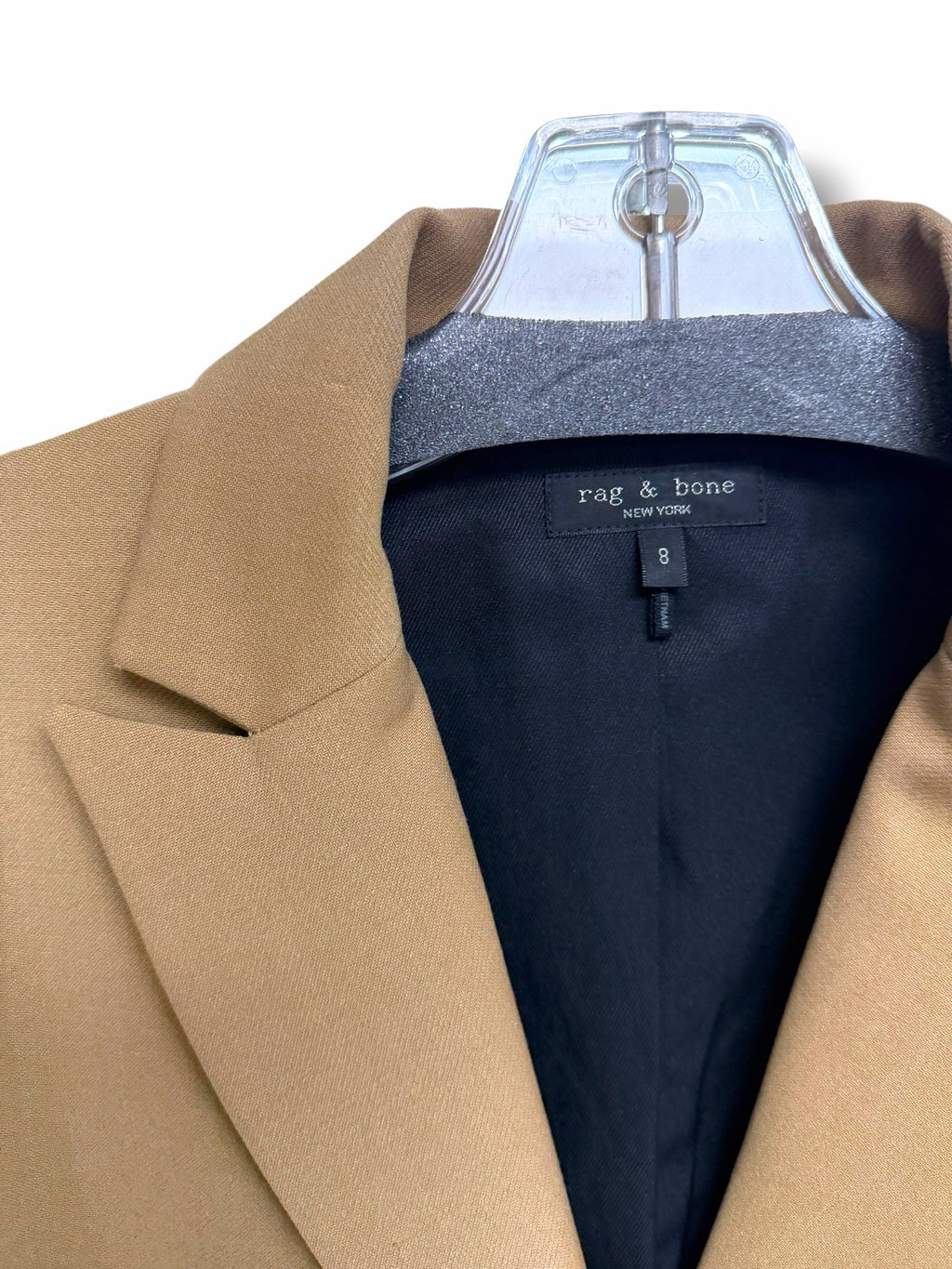 RAG & BONE NANCY PEAK LAPEL WOOL BLEND TAN BLAZER SIZE 8