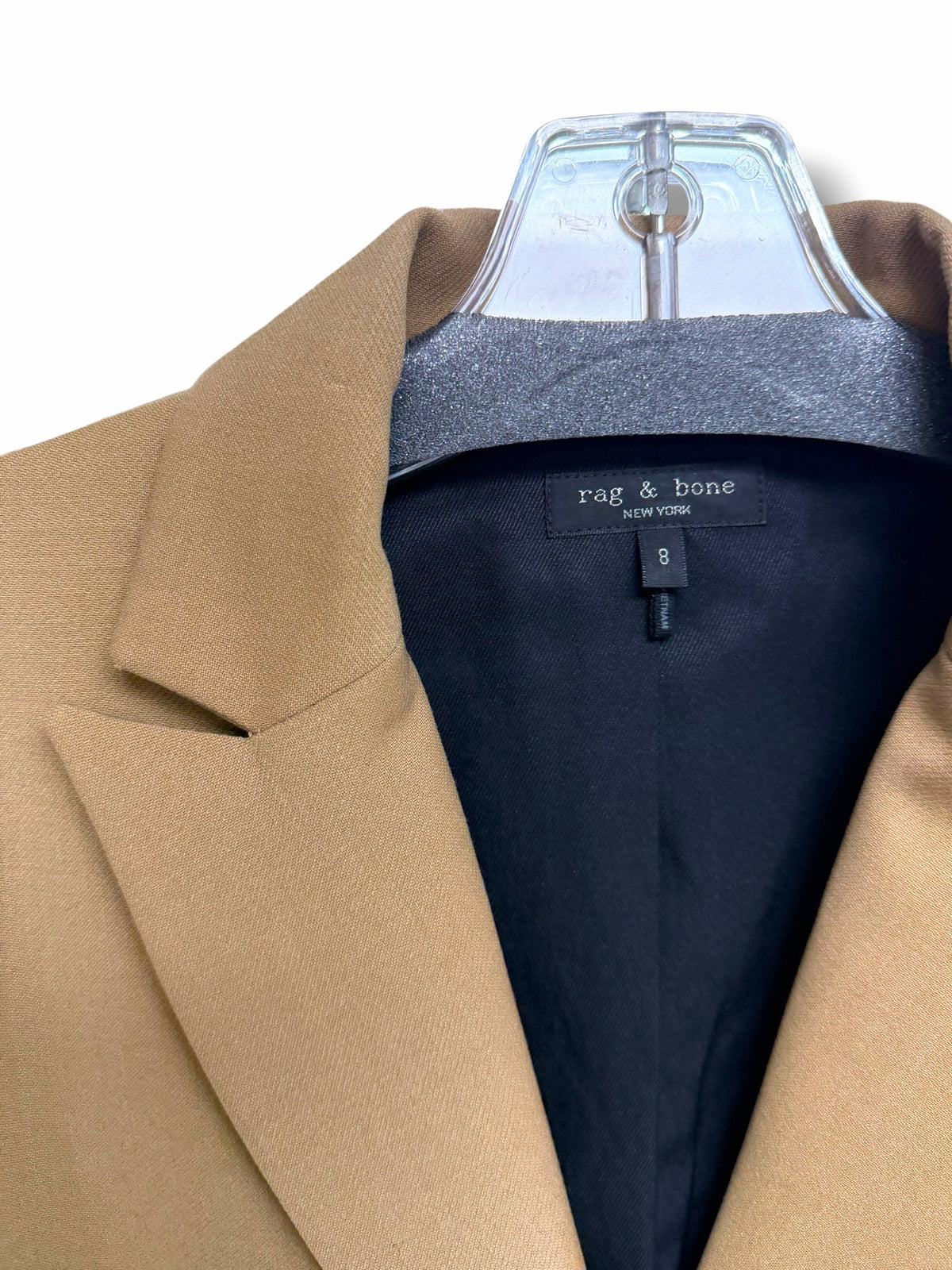 RAG & BONE NANCY PEAK LAPEL WOOL BLEND TAN BLAZER SIZE 8
