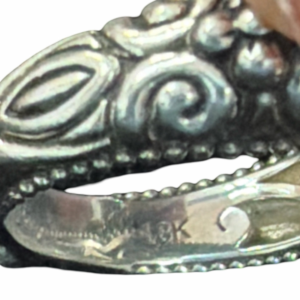 BARBARA BIXBY TOPAZ STERLING SILVER & YELLOW GOLD FLOWER RING SIZE 8