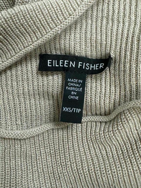 EILEEN FISHER ORGANIC LINEN/COTTON KNIT BLEND SPLIT HEMOAT SLEEVELESS TUNIC TOP SIZE XXS