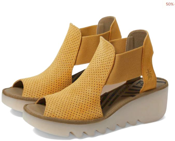 NWT FLY LONDON BIGA SUEDE PERFORATED WEDGE SANDALS SIZE 38