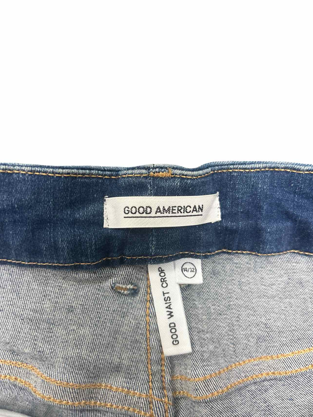 GOOD AMERICAN NWT WAIST CROP RAW EDGE SKINNY SIZE: 14