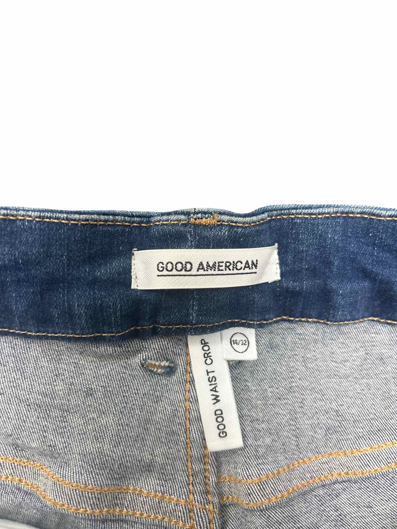 GOOD AMERICAN NWT WAIST CROP RAW EDGE SKINNY SIZE: 14