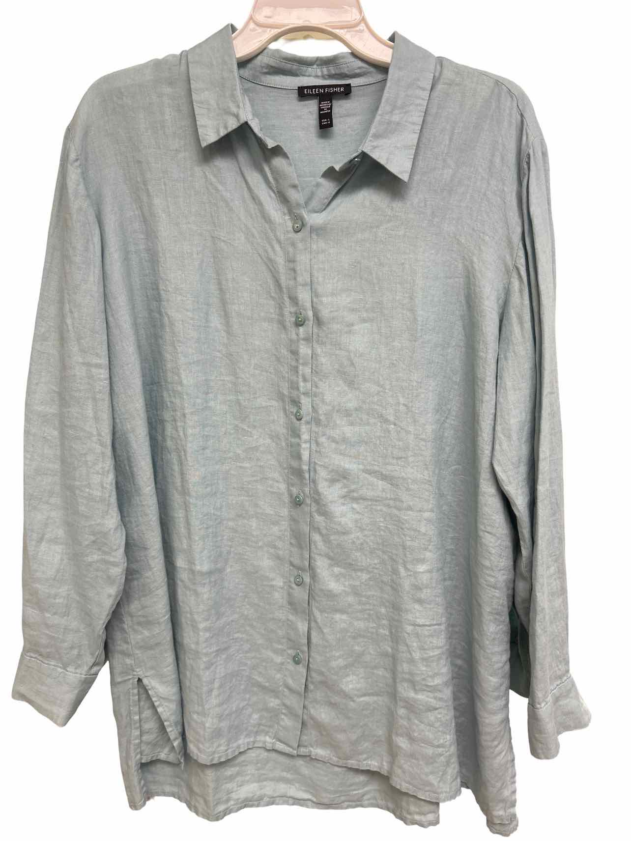 EILEEN FISHER ORGANIC LINEN BUTTON TUNIC SIZE: L