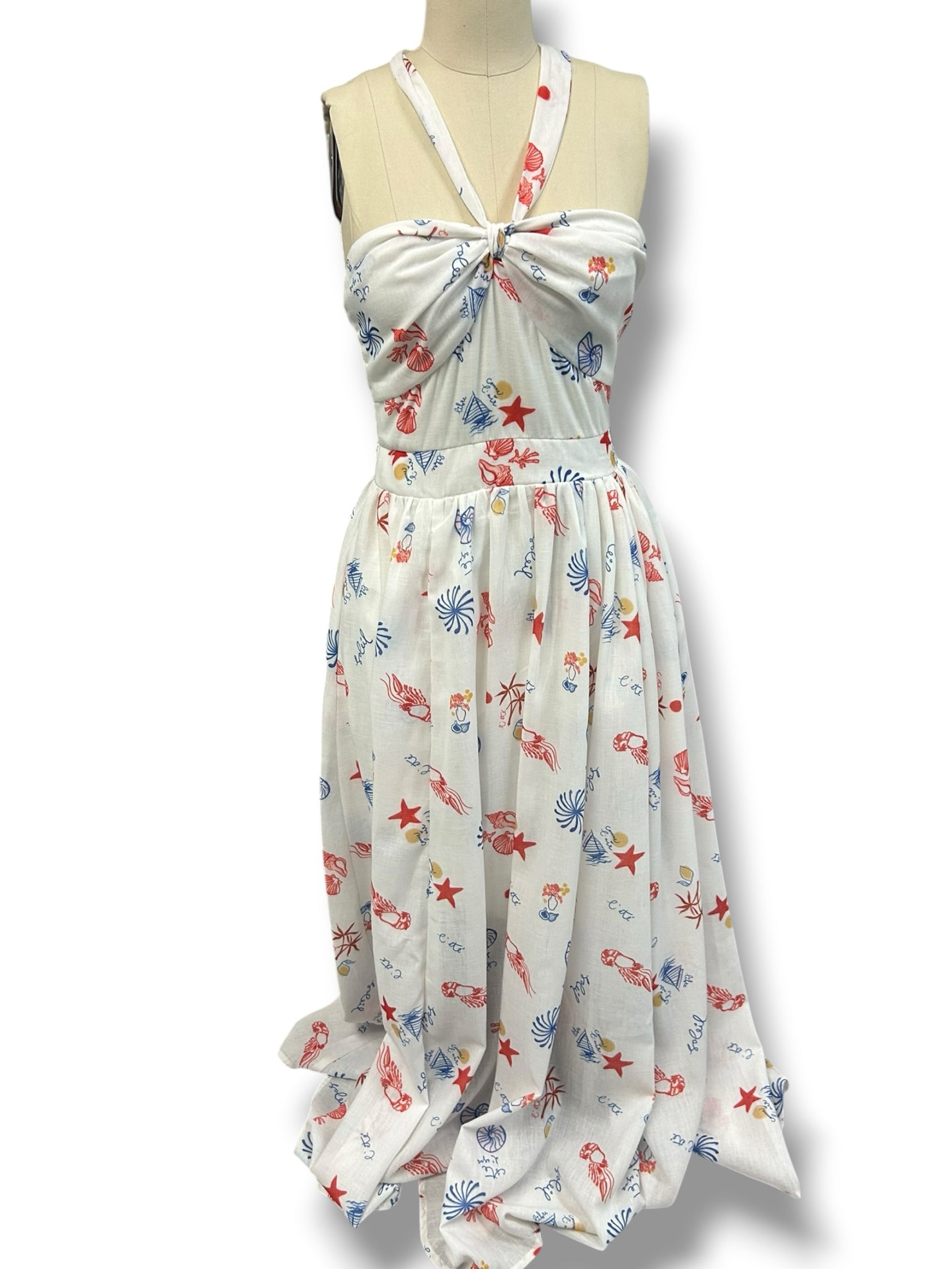 NWT LINE+DOT REETA MIDI HALTER NAUTICAL MAXI DRESS SIZE SMALL