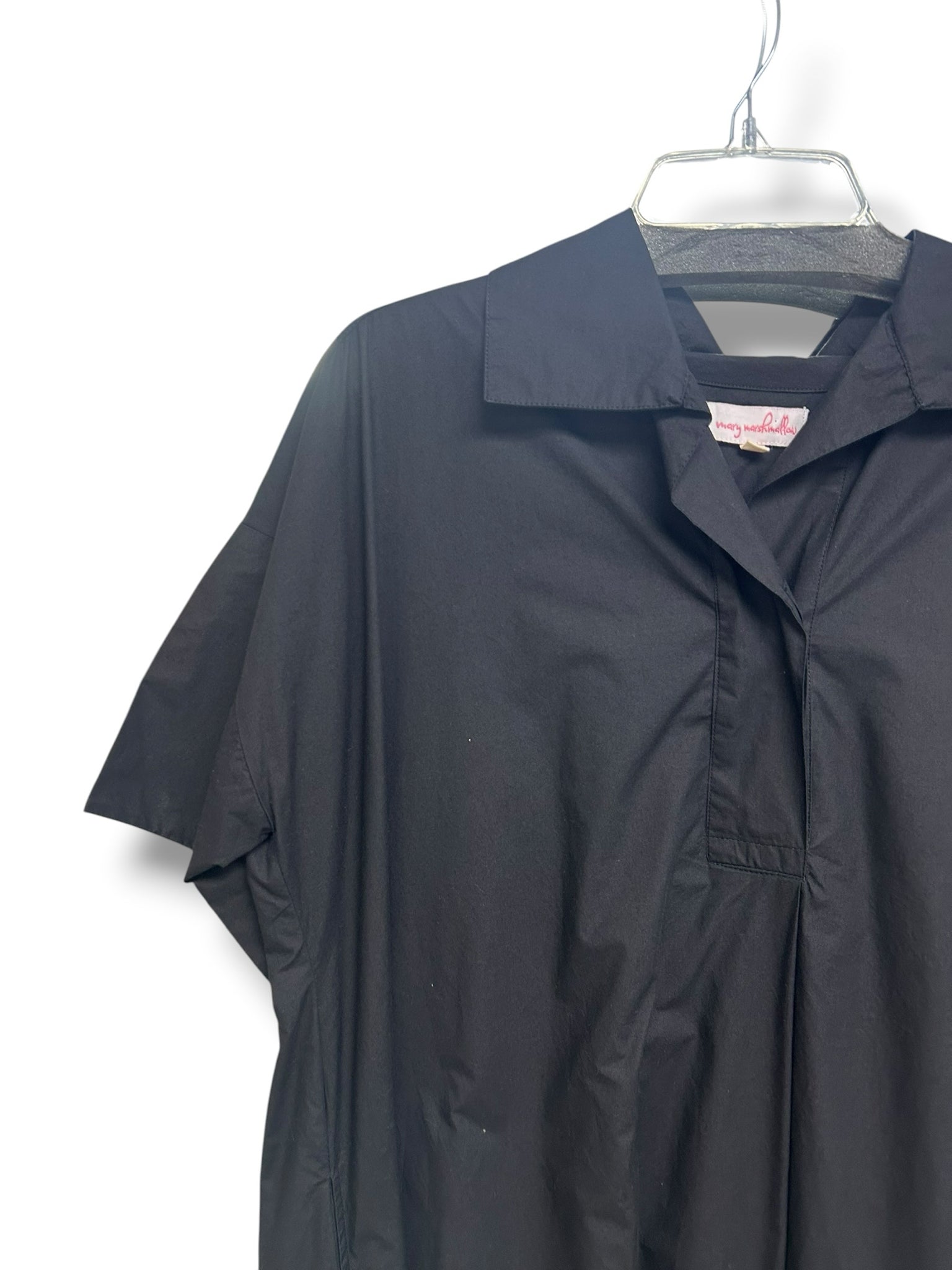 MARY MARSHMALLOW BLACK COTTON SHORT SLEEVE MIDI DRESS SIZE XL