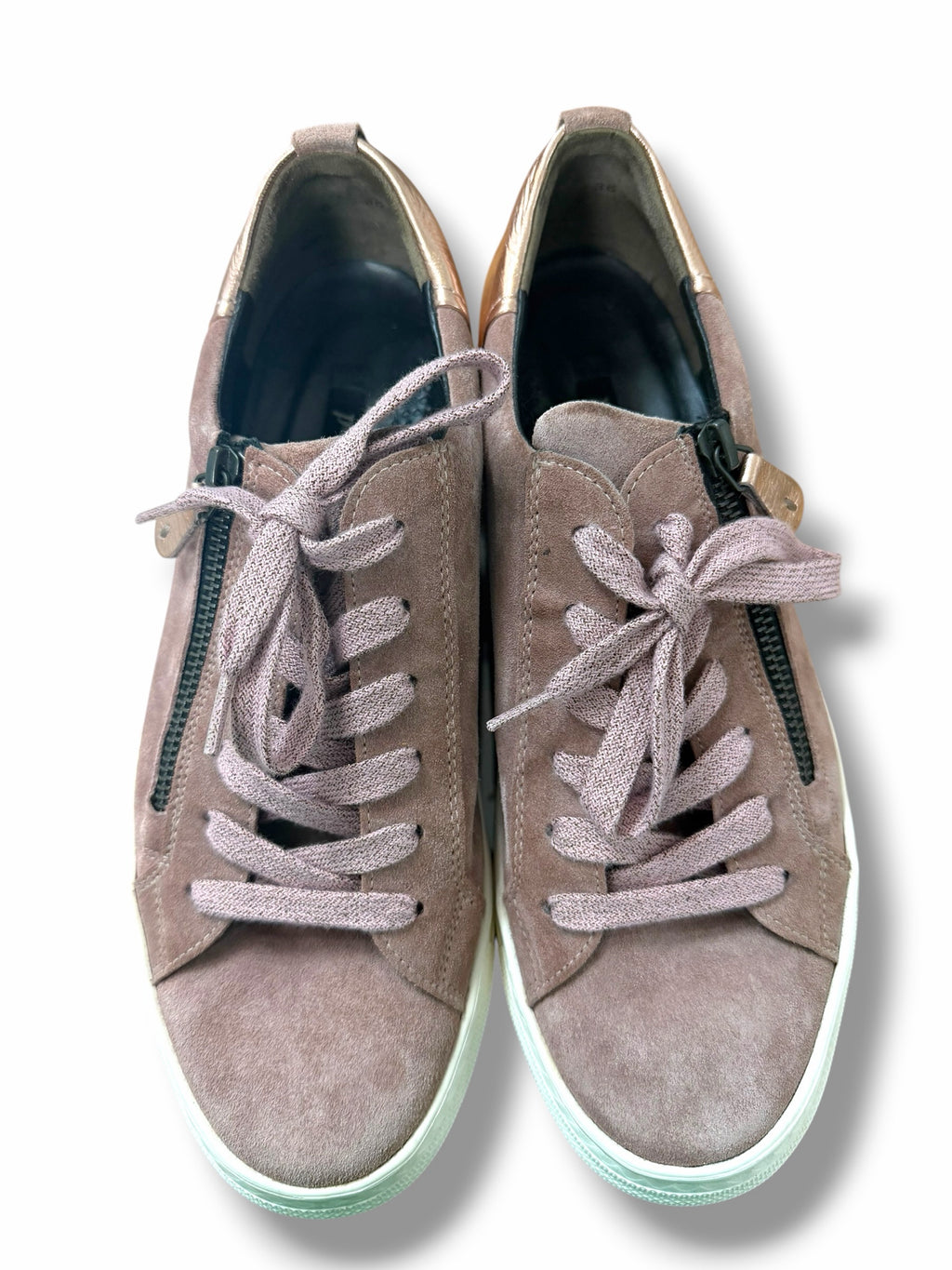 PAUL GREEN TOBY  PINK NUBUCK LEATHER SUEDE SIDE ZIP SNEAKERS SIZE US 8.5