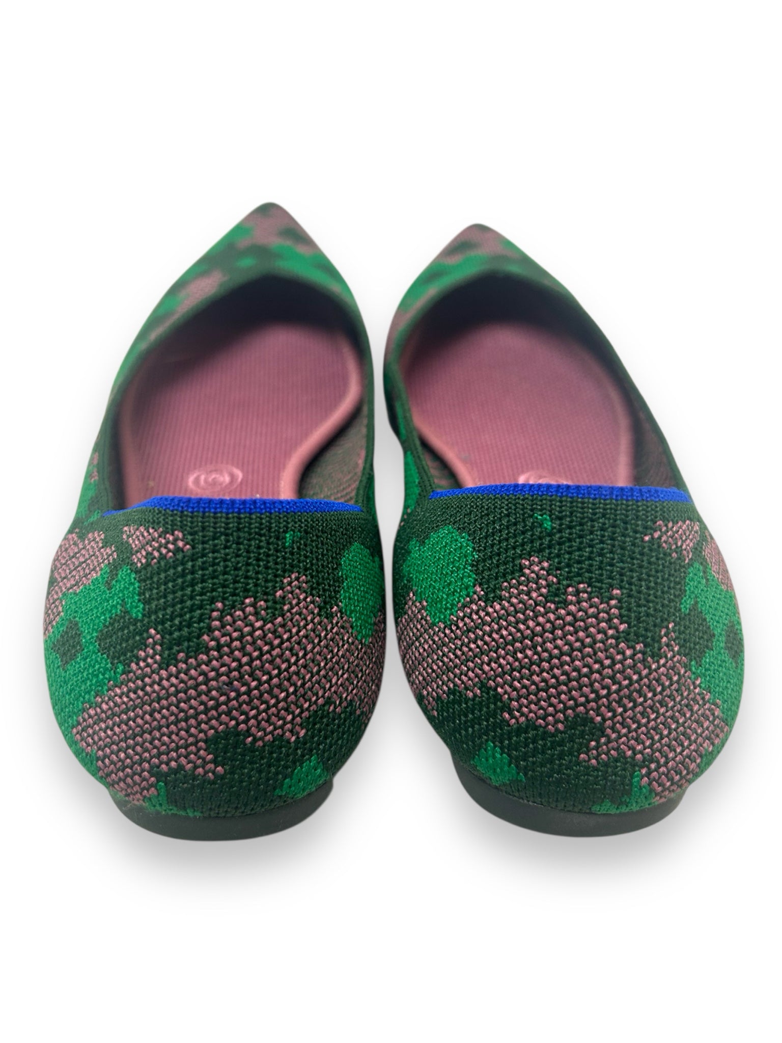 ROTHY'S THE POINT BOTANICAMO KNIT FLAT GREEN PINK W BOX SIZE 9.5