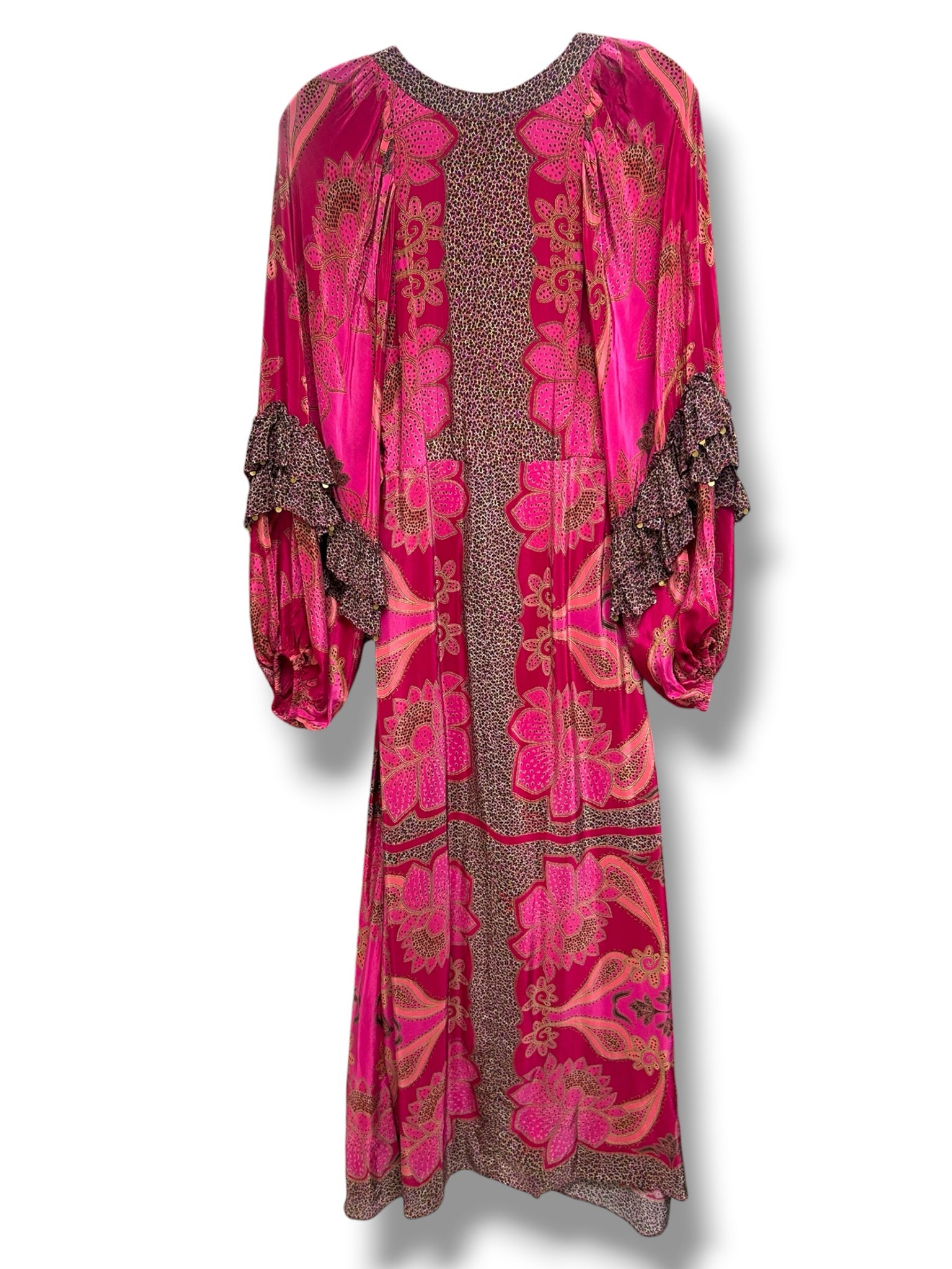 NWT ANTHRO FARM RIO FLORAL GLAM SCARF MAXI DRESS PINK SIZE SMALL