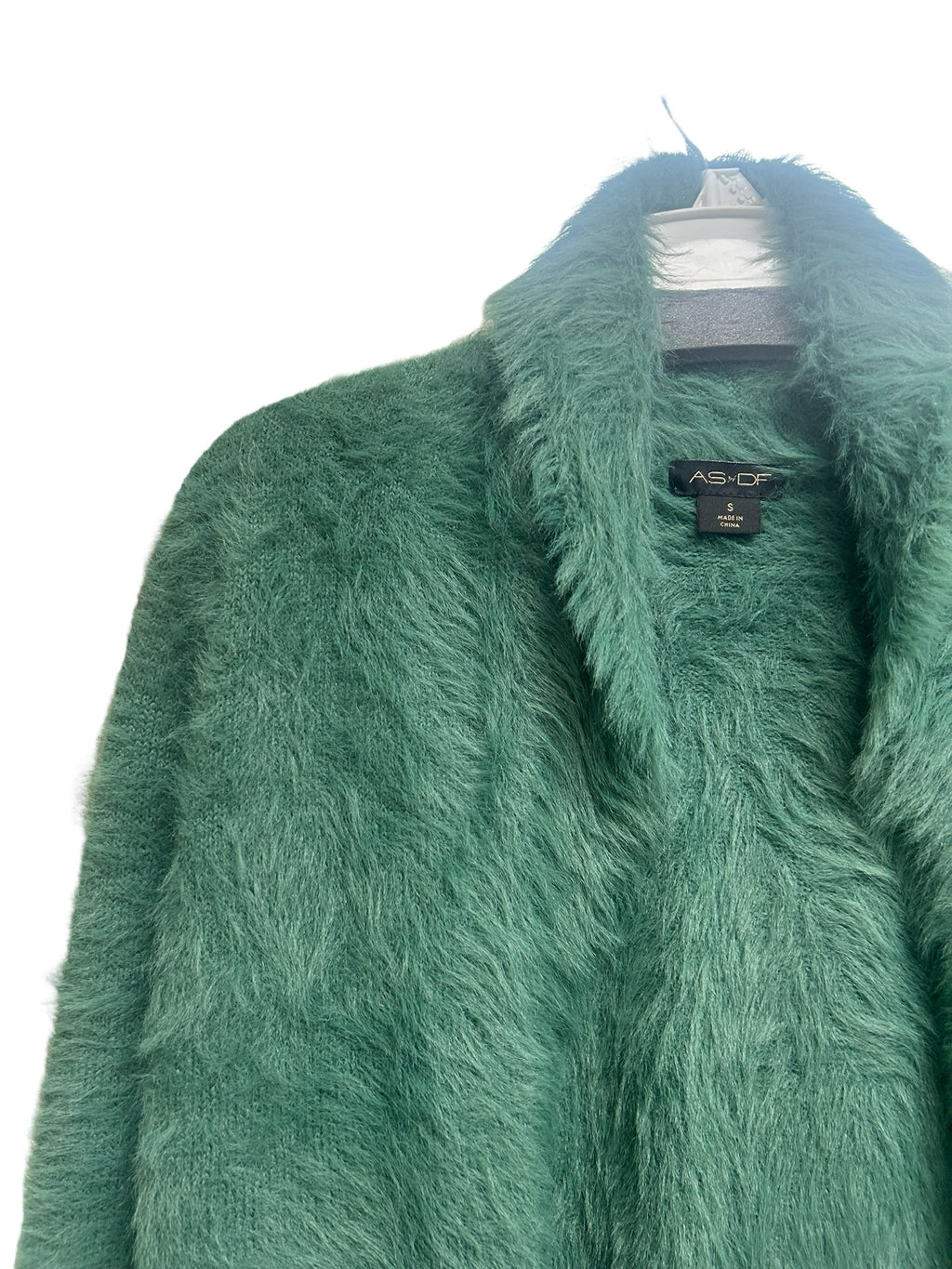 AS BY DF GWEN FEATHER KNIT FUZZY CROP GREEN SIZE SMALL