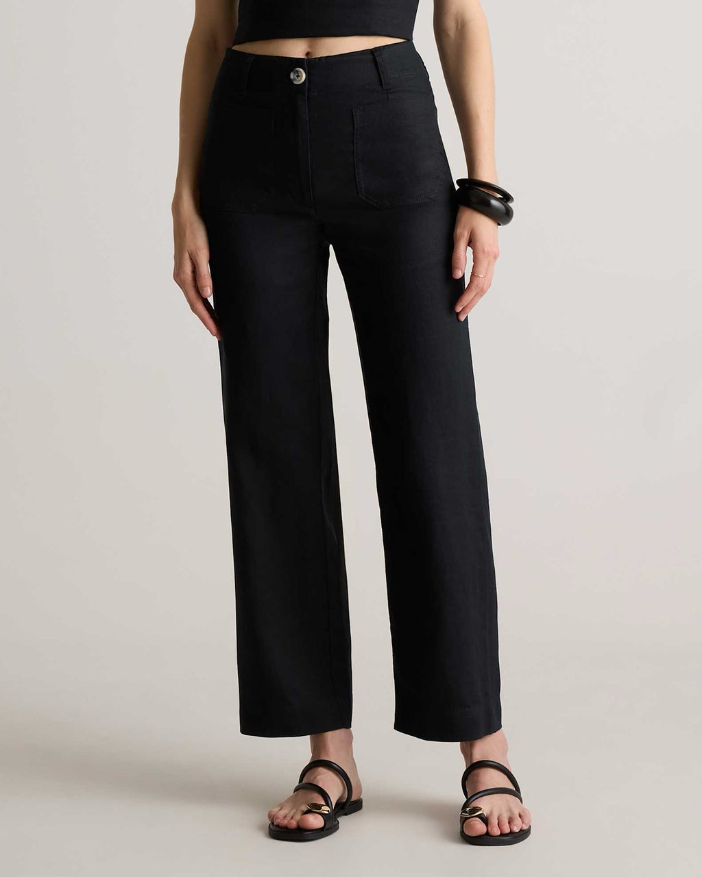 QUINCE EUROPEAN LINEN BLACK WIDE LEG PANTS SIZE 14