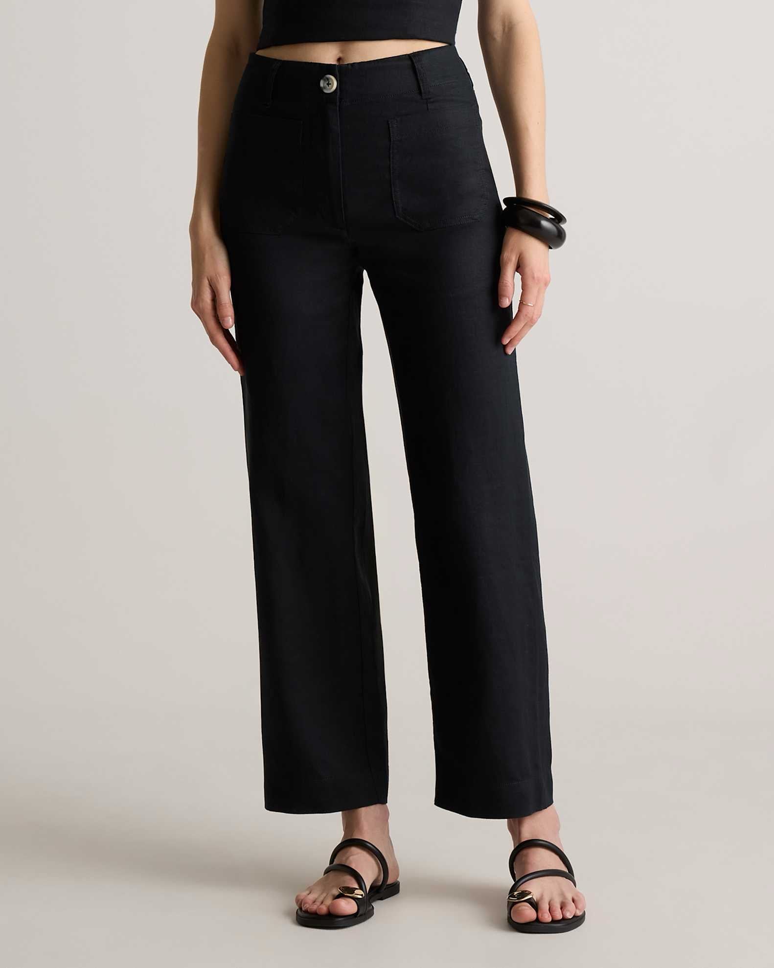 QUINCE EUROPEAN LINEN BLACK WIDE LEG PANTS SIZE 14