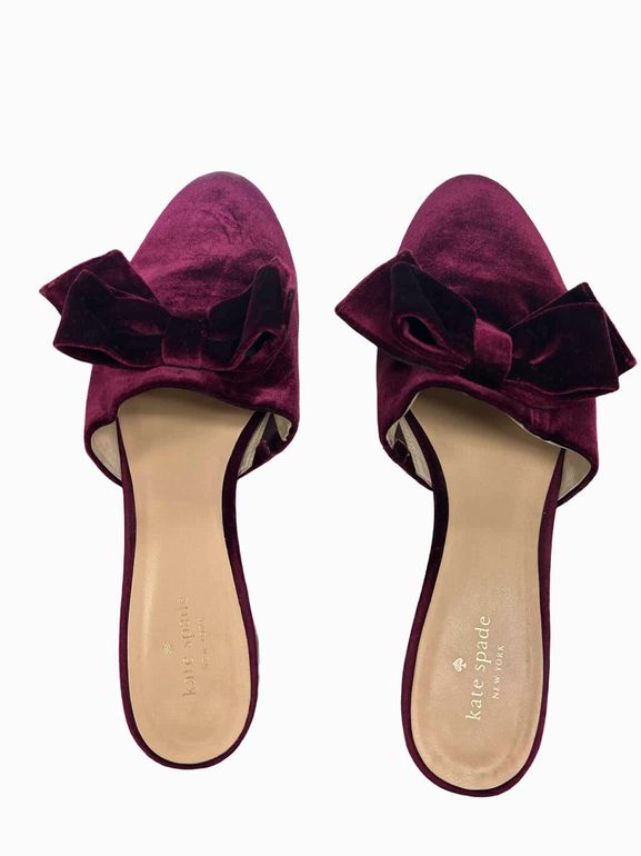 KATE SPADE BORDEAUX VELVET BOW MULE SIZE: 11