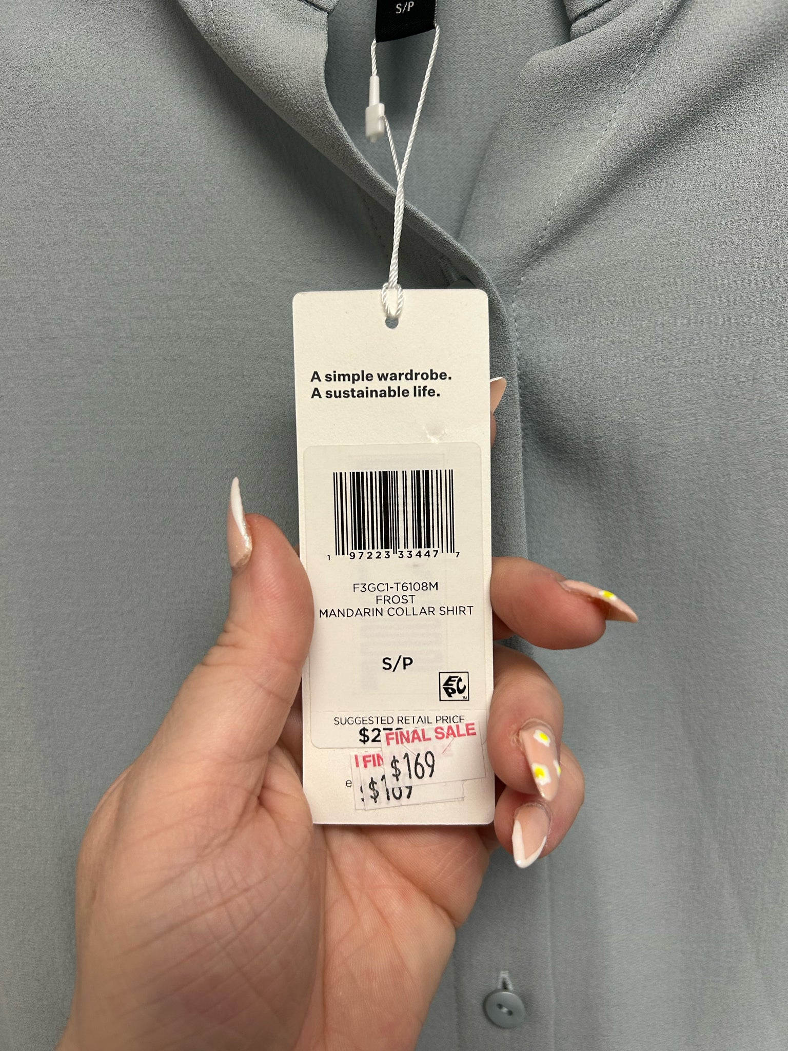 NWT EILEEN FISHER SILK GEORGETTE CREPE BUTTON DOWN SLATE BLUE SIZE SMALL