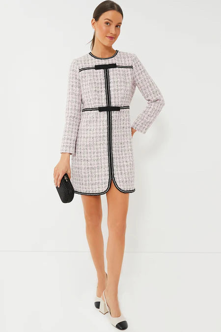 TUCKERNUCK POMANDER PLACE PINK BOW BRIGITTA TWEED DRESS SIZE XS